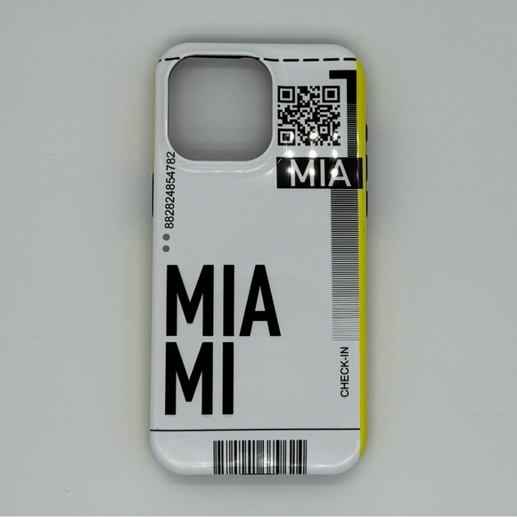 iPhone 15 Pro Max Stylish Miami Phone Case - White and Yellow - Picture 1 of 2